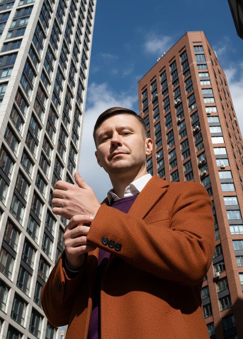 Андрей на фоне новостроек